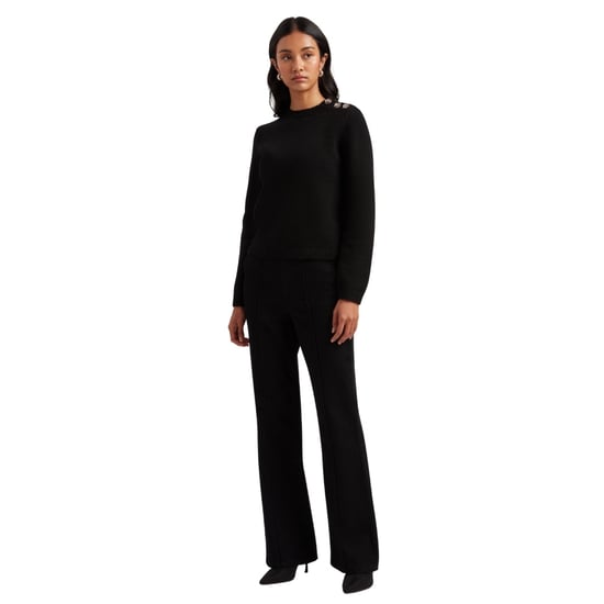 Ted Baker Janha Rose Button Crew Neck Long Sleeve Black Jumper - Image 4
