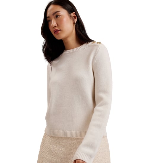 Ted Baker Janha Rose Button Crew Neck Long Sleeve Ivory Jumper - Image 3