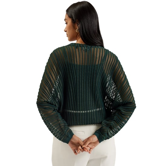 Ted Baker Nelly Doorschijnende Gestreepte Gebreide Top In Donkergroen - Image 2