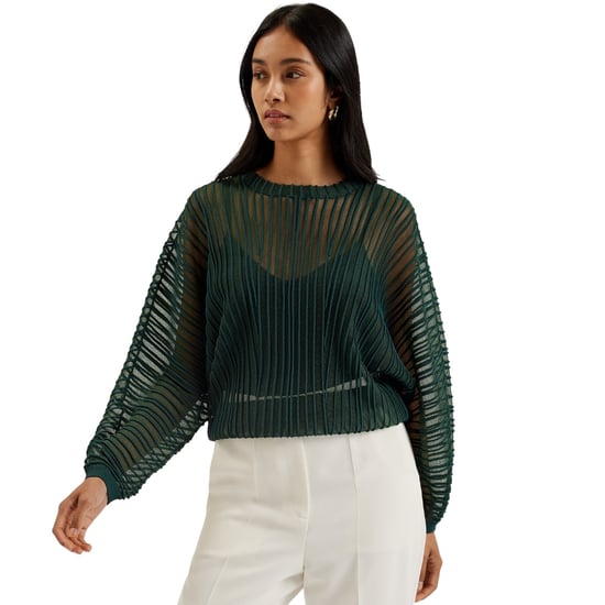 Ted Baker Nelly Doorschijnende Gestreepte Gebreide Top In Donkergroen - Image 4