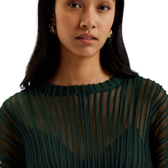 Ted Baker Nelly Doorschijnende Gestreepte Gebreide Top In Donkergroen - Image 5