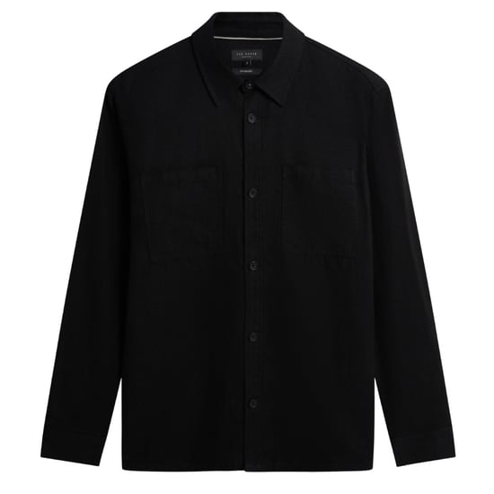 Ted Baker Shaww Delave Linen Black Overshirt - Image 1