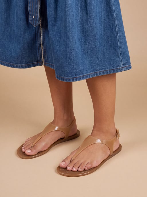 Patricia Jelly Slingback Toe Post Flat Sandals - Image 1