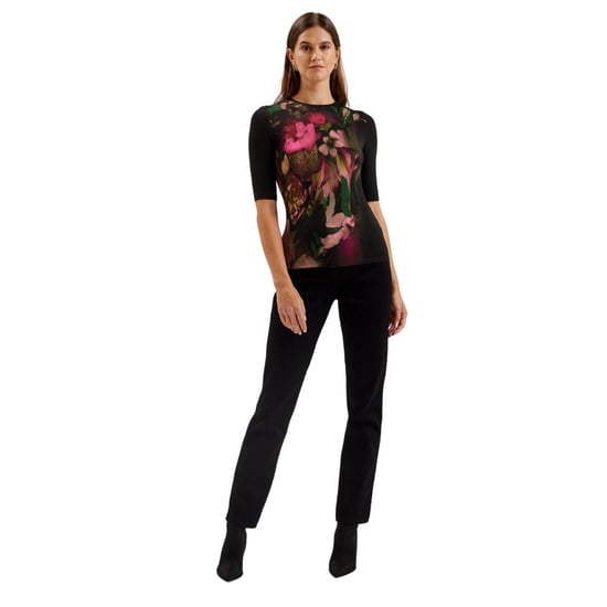 Ted Baker Floene Bedrukte Skinny Fit Top Met Driekwartmouwen, Zwart - Image 2