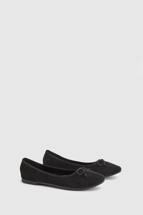 Katerina Bow Detail Faux Suede Ballet Pumps - Image 3