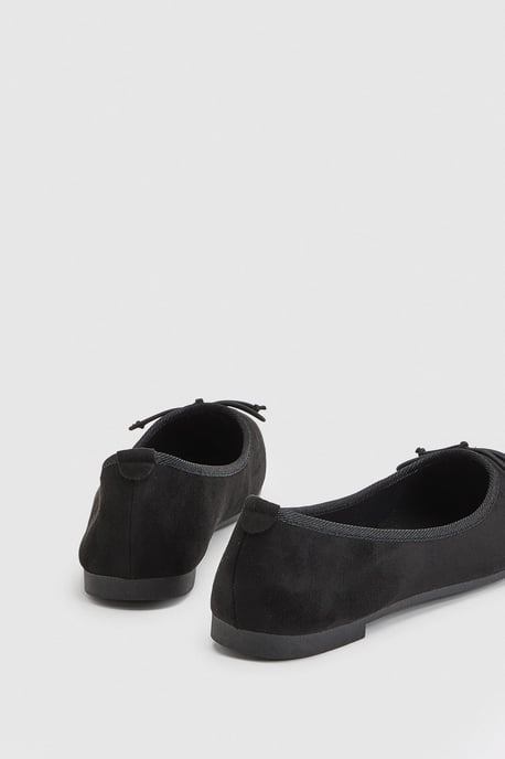 Katerina Bow Detail Faux Suede Ballet Pumps - Image 4