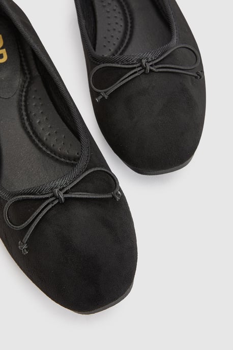 Katerina Bow Detail Faux Suede Ballet Pumps - Image 5