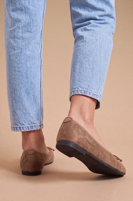 Katerina Bow Detail Faux Suede Ballet Pumps - Image 2