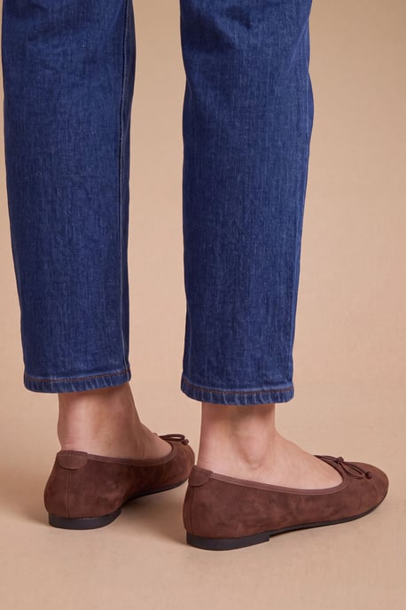 Katerina Bow Detail Faux Suede Ballet Pumps - Image 2