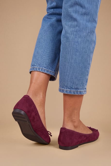 Katerina Bow Detail Faux Suede Ballet Pumps - Image 2