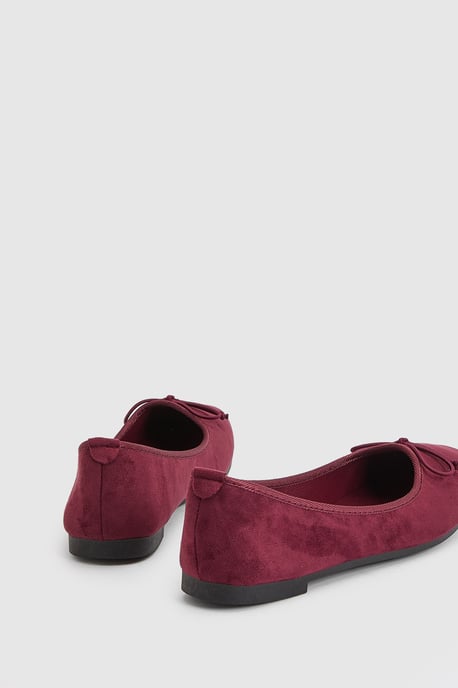 Katerina Bow Detail Faux Suede Ballet Pumps - Image 4