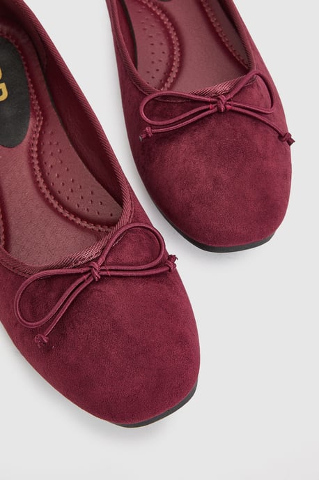 Katerina Bow Detail Faux Suede Ballet Pumps - Image 5