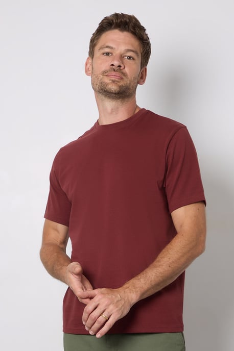 Wine Plain Crew Neck T-shirt - Image 1