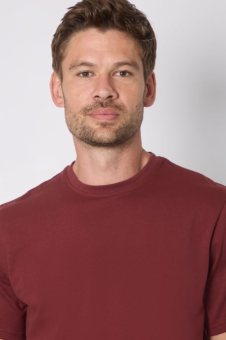 Wine Plain Crew Neck T-shirt - Image 2