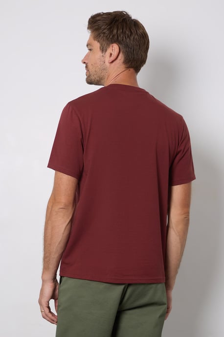 Wine Plain Crew Neck T-shirt - Image 3