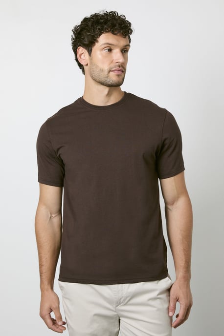 Dark Espresso Plain Crew Neck T-shirt - Image 1