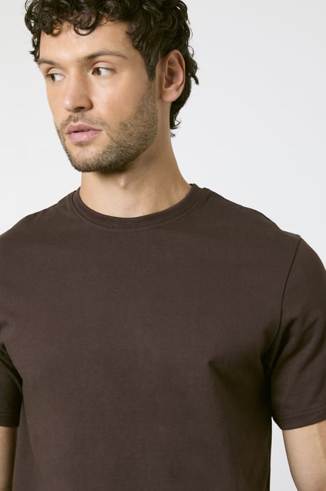 Dark Espresso Plain Crew Neck T-shirt - Image 2