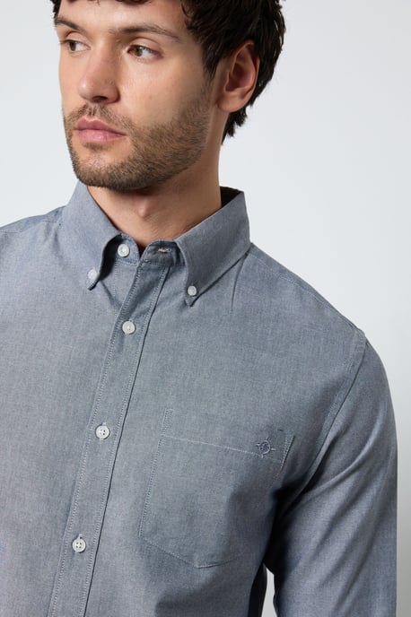 Dark Blue Oxford Long Sleeve Shirt - Image 2