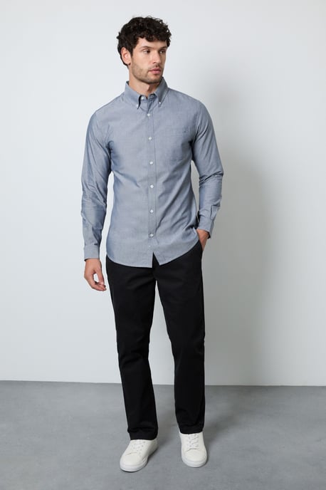 Dark Blue Oxford Long Sleeve Shirt - Image 4