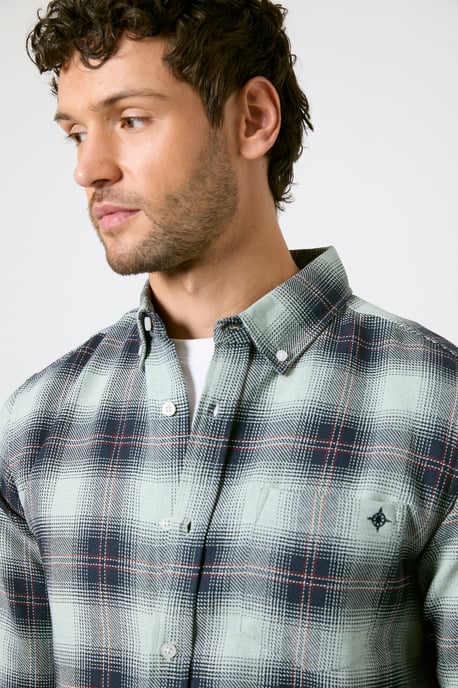 Green Western Check Long Sleeve Shirt - Image 2