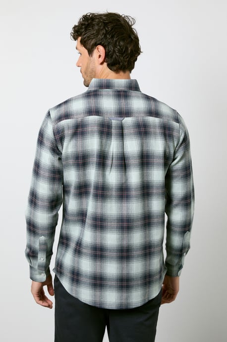 Green Western Check Long Sleeve Shirt - Image 3