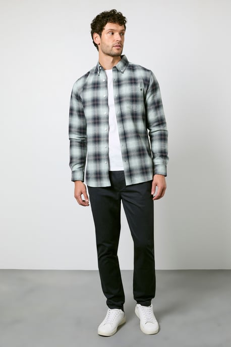 Green Western Check Long Sleeve Shirt - Image 4