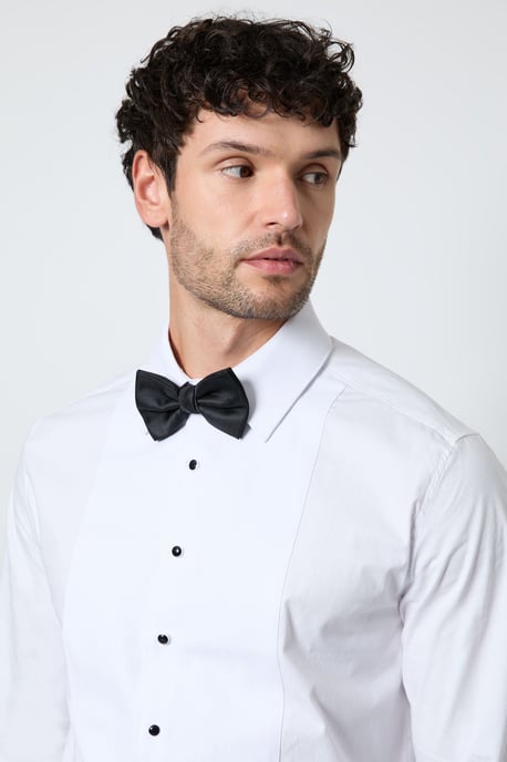 White Bib Front Double Cuff Slim Fit Dress Shirt - Image 2