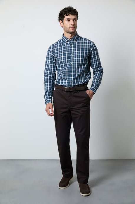 Navy Tartan Check Long Sleeve Shirt - Image 4