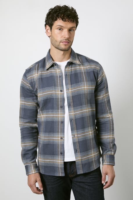 Navy Check Long Sleeve Shirt - Image 1