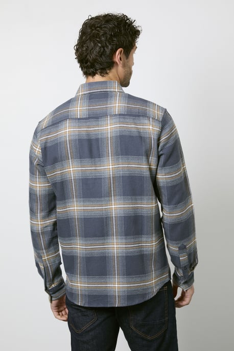 Navy Check Long Sleeve Shirt - Image 3