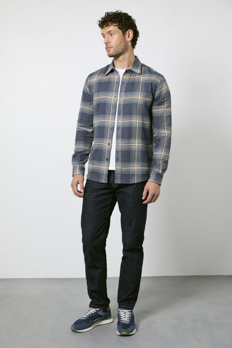 Navy Check Long Sleeve Shirt - Image 4