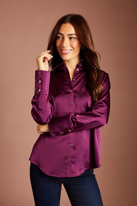 Lisa Tan Long Sleeve Satin Shirt - Image 1