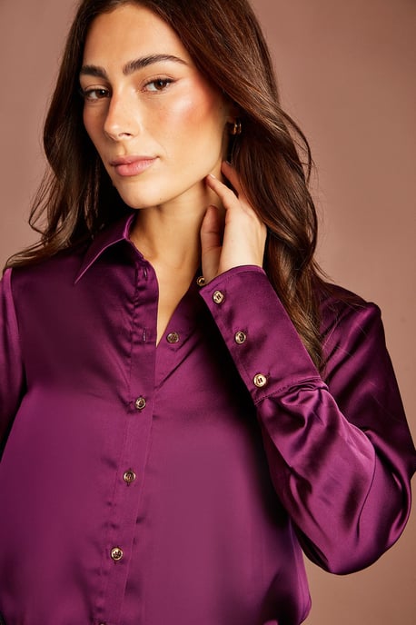 Lisa Tan Long Sleeve Satin Shirt - Image 2