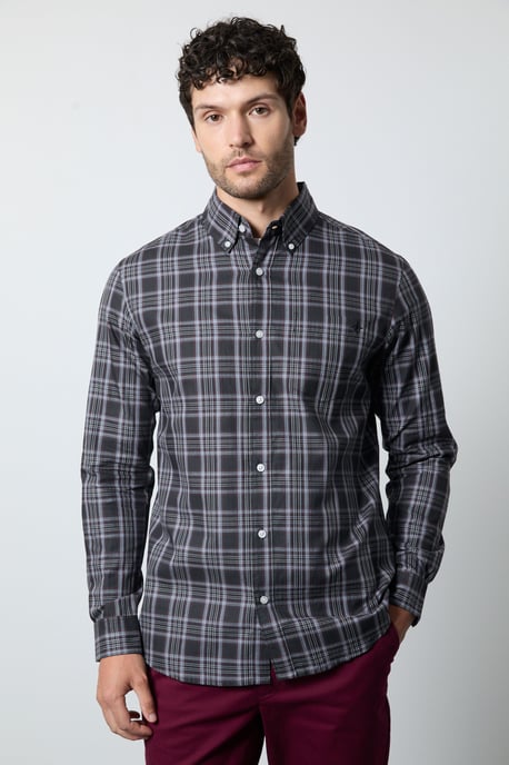 Charcoal Check Long Sleeve Shirt - Image 1
