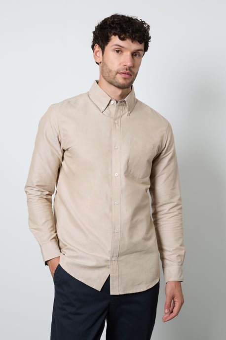 Natural Oxford Long Sleeve Shirt - Image 1