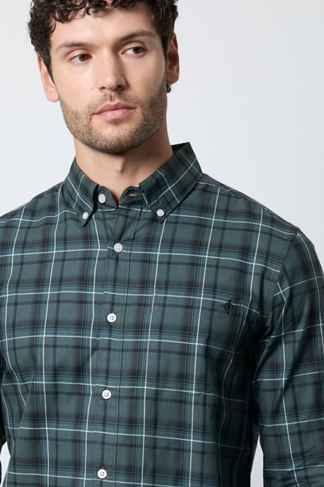 Dark Green Check Long Sleeve Shirt - Image 2