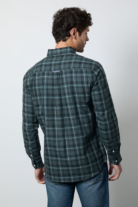 Dark Green Check Long Sleeve Shirt - Image 3