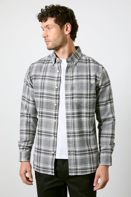 Grey Check Long Sleeve Shirt - Image 1