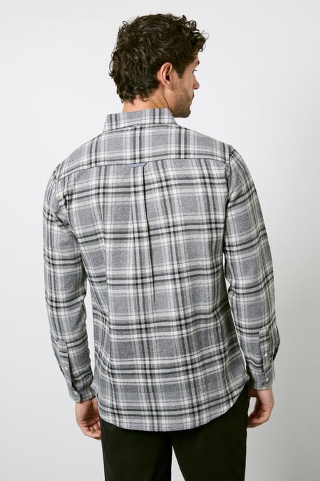 Grey Check Long Sleeve Shirt - Image 3