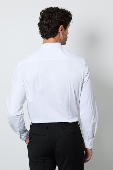 White Grandad Collar Formal Slim Fit Shirt - Image 3