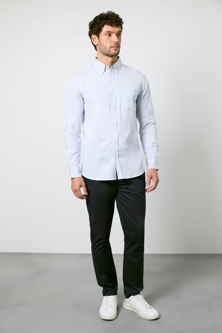 Light Blue Check Long Sleeve Shirt - Image 4
