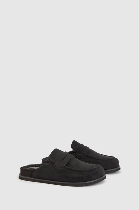 Faux Suede Fur Lined Closed Toe Clogs - Image 3