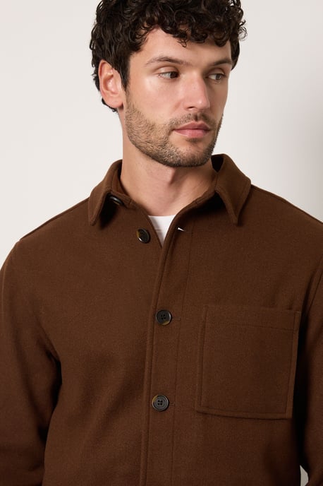 Chocolate Short Wool Look Jacket - Image 2