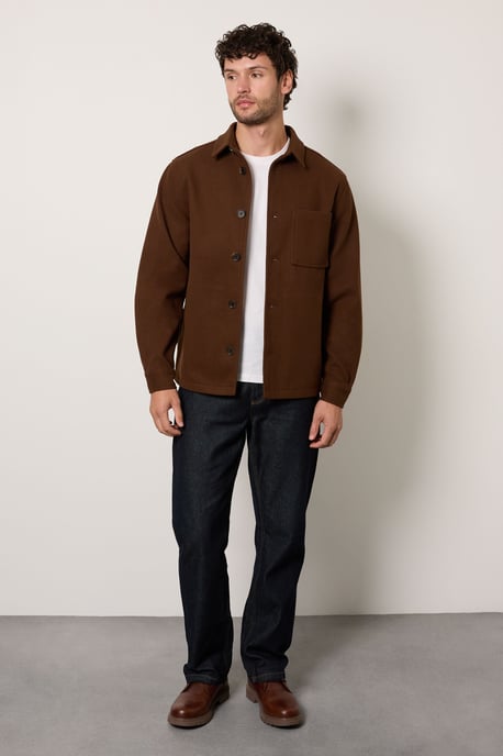 Chocolate Short Wool Look Jacket - Image 4