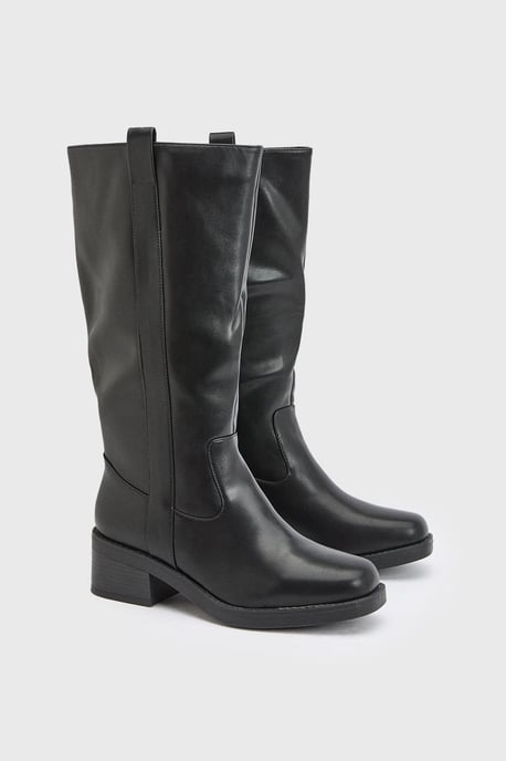 Wide Fit Benji Faux Leather Knee Boots - Image 1