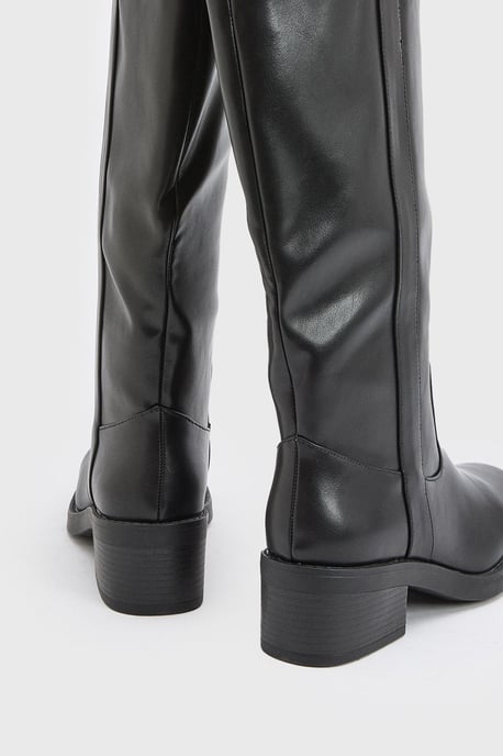 Wide Fit Benji Faux Leather Knee Boots - Image 2