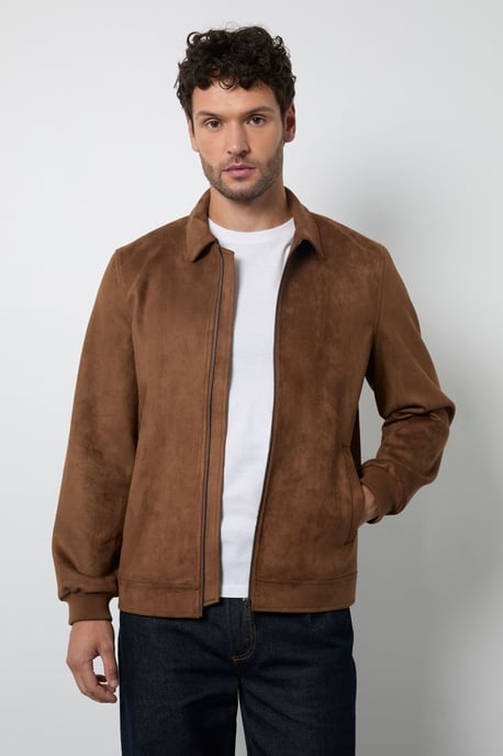 Tan Faux Suede Jacket - Image 1