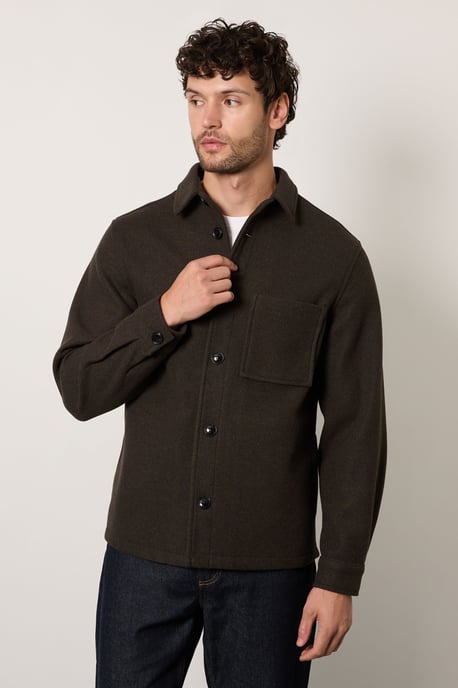 Dark Green Wool Look Short Jacket - Image 1