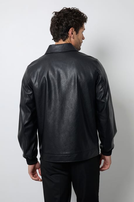 Black Faux Leather Jacket - Image 3
