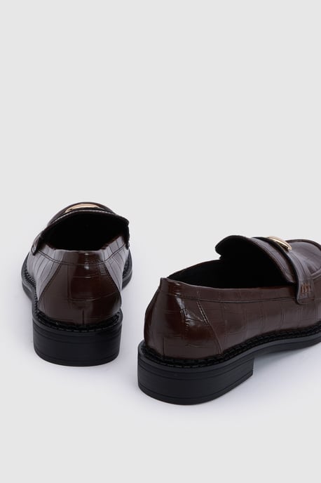 Wide Fit Trim Detail Croc Loafers - Image 4